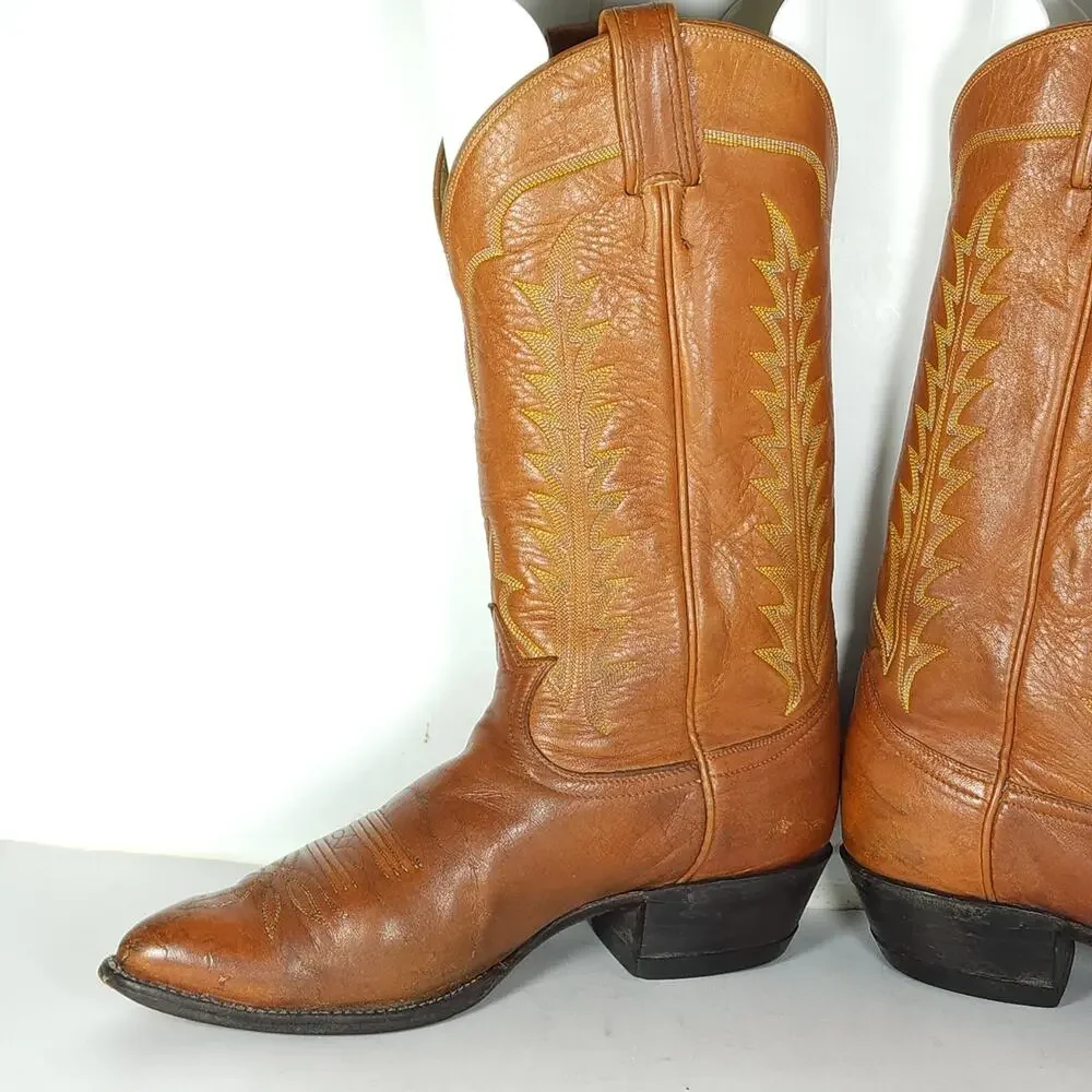 Vintage Tony Lama 0501 Men's US8D Brown Leather Western Ranch Boots